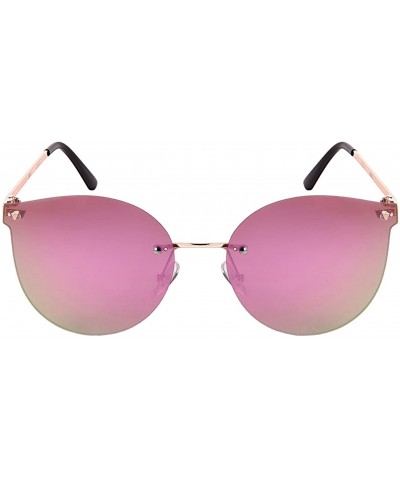 Rimless Rimless Cat Eye Sunnies with Flat Color Mirror Lens 23092-FLREV - Rose Gold - CT1833OOWH9 $8.52