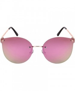 Rimless Rimless Cat Eye Sunnies with Flat Color Mirror Lens 23092-FLREV - Rose Gold - CT1833OOWH9 $19.05