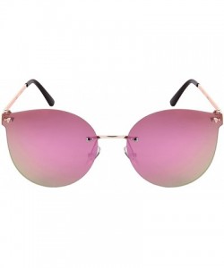 Rimless Rimless Cat Eye Sunnies with Flat Color Mirror Lens 23092-FLREV - Rose Gold - CT1833OOWH9 $8.52