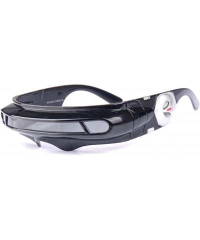 Goggle Futuristic Cyclops Monoblock Shield Mirrored Polarized Sunglasses UV400 - Black - C418EDZ2RMA $24.54