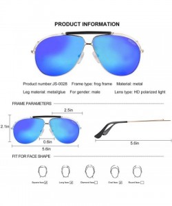 Aviator Premium Military Style Classic Aviator Sunglasses - Polarized - Men Sunglasses - UV 400 Protectio - Golden /Blue - C8...