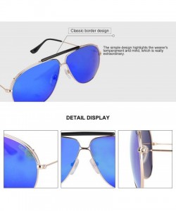 Aviator Premium Military Style Classic Aviator Sunglasses - Polarized - Men Sunglasses - UV 400 Protectio - Golden /Blue - C8...