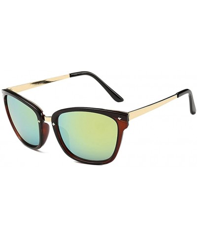 Wayfarer Colorful Mirrored Lens Retro Wayfarer Unisex Colorful Polarized Sunglasses - Brown/Green - CF12IOUY2JJ $19.33