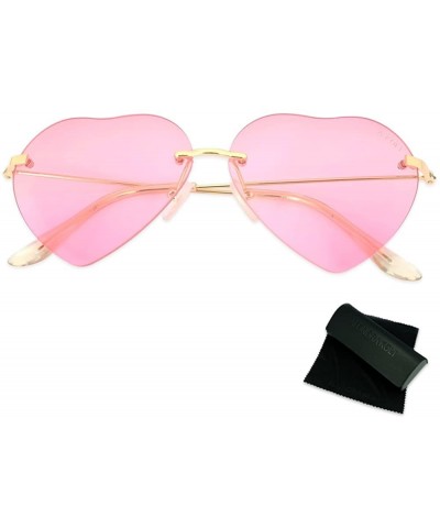 Rimless The Kiss Heart Shape With Gradient Tinted Lenses Sunglasses - Pink - CY186ASRQDO $14.95
