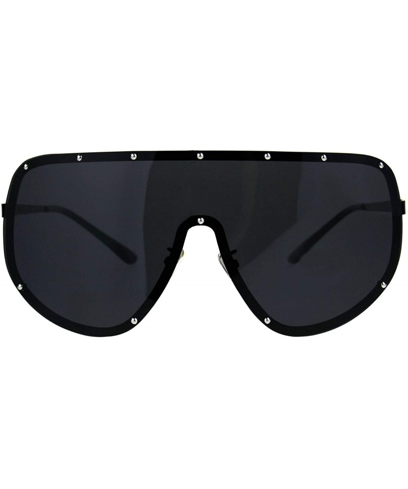 Shield Mens Polarized Anti-glare Shield Metal Rim Robotic Sunglasses - Gunmetal Black - C2186GKTM0D $11.43