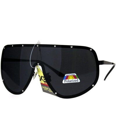 Shield Mens Polarized Anti-glare Shield Metal Rim Robotic Sunglasses - Gunmetal Black - C2186GKTM0D $11.43