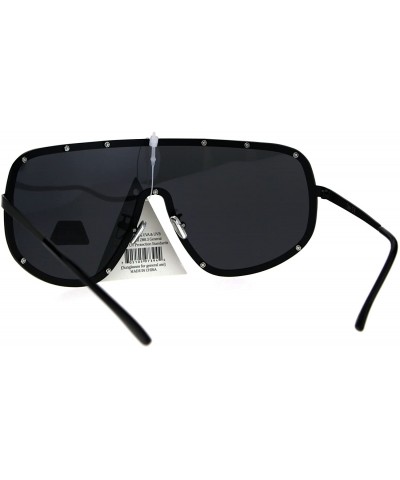 Shield Mens Polarized Anti-glare Shield Metal Rim Robotic Sunglasses - Gunmetal Black - C2186GKTM0D $11.43