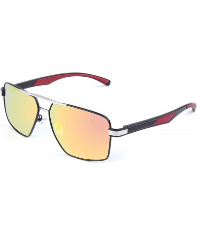 Rectangular Al-Mg Alloy Pilot Polarized Sunglasses for Men Vintage Rectangle UV400 Protection 2019 Trendy MOS05 - CI18XDQ7O0I...