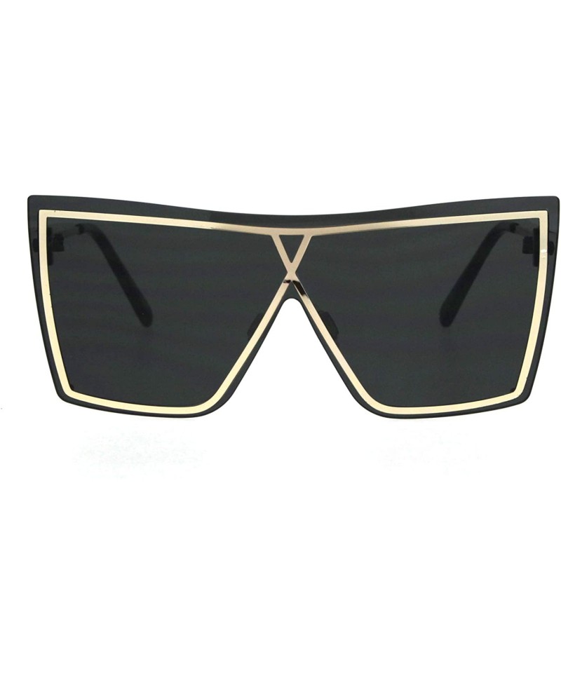 Oversized Oversized Square Womens Sunglasses Layered Rim Modern Shades UV 400 - Gold (Black) - CB18SQ4MW66 $13.74