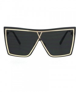 Oversized Oversized Square Womens Sunglasses Layered Rim Modern Shades UV 400 - Gold (Black) - CB18SQ4MW66 $13.74