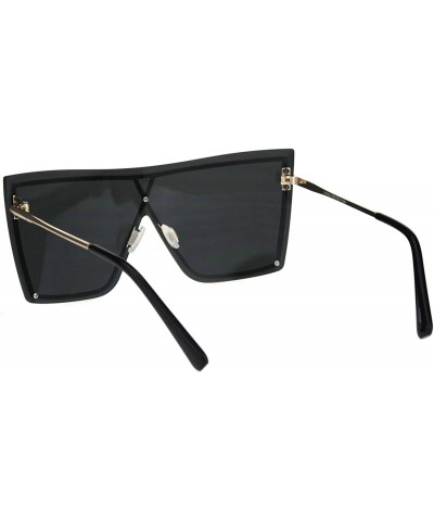 Oversized Oversized Square Womens Sunglasses Layered Rim Modern Shades UV 400 - Gold (Black) - CB18SQ4MW66 $13.74