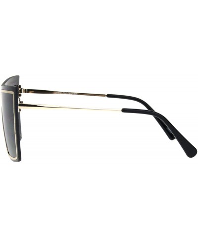 Oversized Oversized Square Womens Sunglasses Layered Rim Modern Shades UV 400 - Gold (Black) - CB18SQ4MW66 $13.74