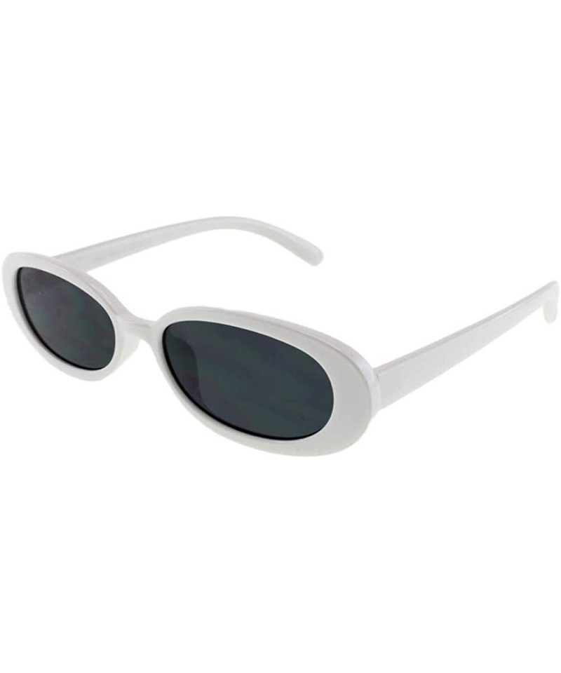 Oval Blair - Womens Fashion Skinny Slim Oval Sunglasses - White - C218RU82CHO $27.57