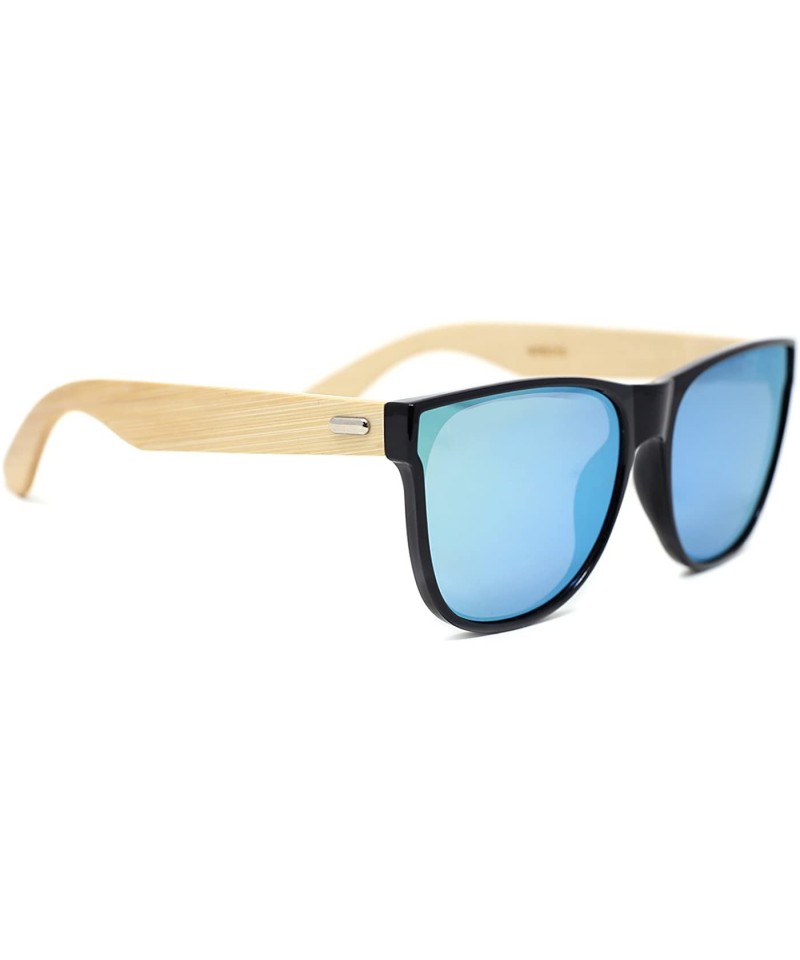 Sport Classic Men's Square Sunglasses Bamboo Wood Flat Sunglass - C - C6182E5KDRL $16.37