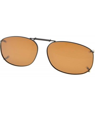 Rectangular Clip-On Sunglasses Men Women Polarized Lenses Spring fit 57MMX40MM - Brown Lens - CF18U94M087 $8.35