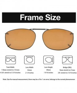 Rectangular Clip-On Sunglasses Men Women Polarized Lenses Spring fit 57MMX40MM - Brown Lens - CF18U94M087 $8.35