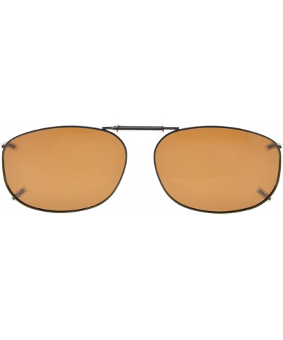 Rectangular Clip-On Sunglasses Men Women Polarized Lenses Spring fit 57MMX40MM - Brown Lens - CF18U94M087 $8.35