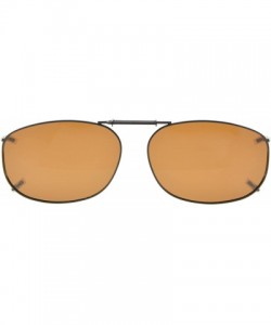 Rectangular Clip-On Sunglasses Men Women Polarized Lenses Spring fit 57MMX40MM - Brown Lens - CF18U94M087 $8.35