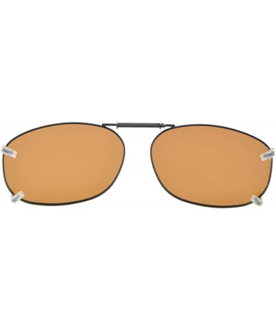 Rectangular Clip-On Sunglasses Men Women Polarized Lenses Spring fit 57MMX40MM - Brown Lens - CF18U94M087 $8.35
