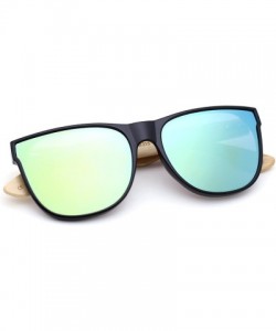 Sport Classic Men's Square Sunglasses Bamboo Wood Flat Sunglass - C - C6182E5KDRL $16.37
