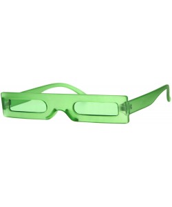 Rectangular Super Skinny Futuristic Sunglasses Flat Rectangular Frame Unique Frost Colors - Green - CF18NKW5GIQ $9.57