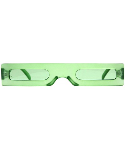 Rectangular Super Skinny Futuristic Sunglasses Flat Rectangular Frame Unique Frost Colors - Green - CF18NKW5GIQ $9.57