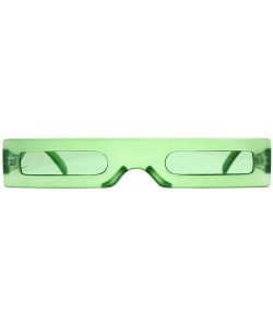 Rectangular Super Skinny Futuristic Sunglasses Flat Rectangular Frame Unique Frost Colors - Green - CF18NKW5GIQ $9.57