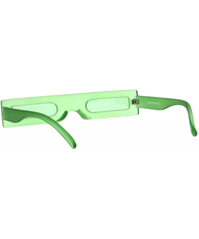 Rectangular Super Skinny Futuristic Sunglasses Flat Rectangular Frame Unique Frost Colors - Green - CF18NKW5GIQ $9.57