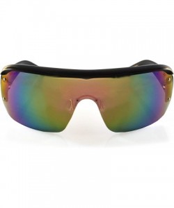 Goggle Unisex Futuristic Smoke Mirror Mono Lens Goggle Shield Sunglasses A300 - (Rv) Black - CL1966I48GI $12.94
