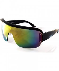 Goggle Unisex Futuristic Smoke Mirror Mono Lens Goggle Shield Sunglasses A300 - (Rv) Black - CL1966I48GI $12.94