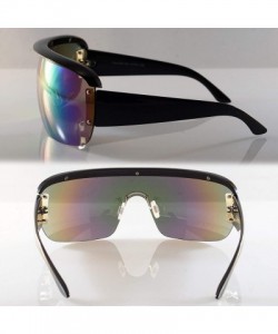 Goggle Unisex Futuristic Smoke Mirror Mono Lens Goggle Shield Sunglasses A300 - (Rv) Black - CL1966I48GI $12.94