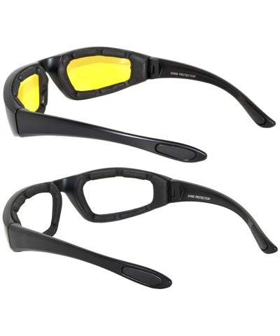 Sport Men Women Motorcycle Padded Black Glasses for Outdoor Activity Sport 1-2-3 Pack - 2_pairs-yellow_clear - C411UO5S2MB $1...