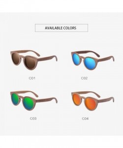 Aviator Fashion Polarized Sun Glasses Bamboo Sunglasses Men Women Handmade C02Blue - C04red - CL18Y5UAXHU $32.45