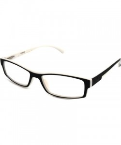 Rectangular Soft Matte Black w/ 2 Tone Reading Glasses Spring Hinge 0.74 Oz - R1 Matte Black Matte White - CM18WW85YHY $17.90