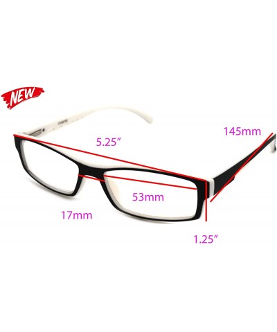 Rectangular Soft Matte Black w/ 2 Tone Reading Glasses Spring Hinge 0.74 Oz - R1 Matte Black Matte White - CM18WW85YHY $17.90