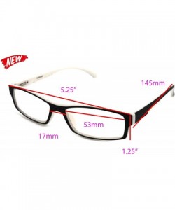 Rectangular Soft Matte Black w/ 2 Tone Reading Glasses Spring Hinge 0.74 Oz - R1 Matte Black Matte White - CM18WW85YHY $17.90