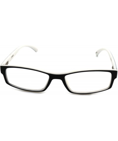 Rectangular Soft Matte Black w/ 2 Tone Reading Glasses Spring Hinge 0.74 Oz - R1 Matte Black Matte White - CM18WW85YHY $17.90