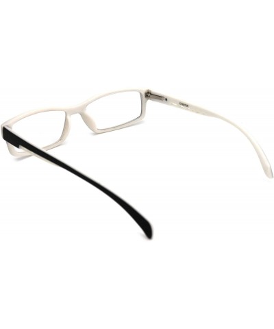 Rectangular Soft Matte Black w/ 2 Tone Reading Glasses Spring Hinge 0.74 Oz - R1 Matte Black Matte White - CM18WW85YHY $17.90