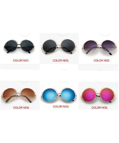 Oversized Round Mirrored Lenses Flat Metal Double Frame Sunglasses - 2a - CG182TEX9O4 $7.73