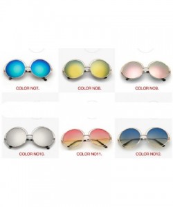 Oversized Round Mirrored Lenses Flat Metal Double Frame Sunglasses - 2a - CG182TEX9O4 $7.73
