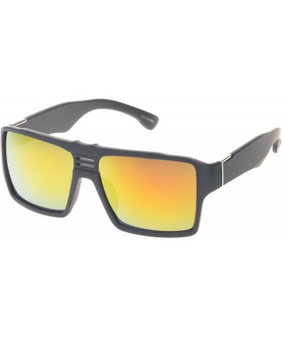 Shield 'Costa' Rectangle Fashion Sunglasses - Orange - CH11ORPUVV9 $7.89