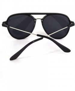 Square Color Lens Sunglasses Stylish Sunnies Eyewear Metal Sunglasses - A - Black - CE18EYHHDRT $10.12