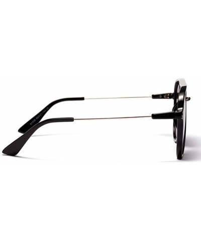 Square Color Lens Sunglasses Stylish Sunnies Eyewear Metal Sunglasses - A - Black - CE18EYHHDRT $10.12