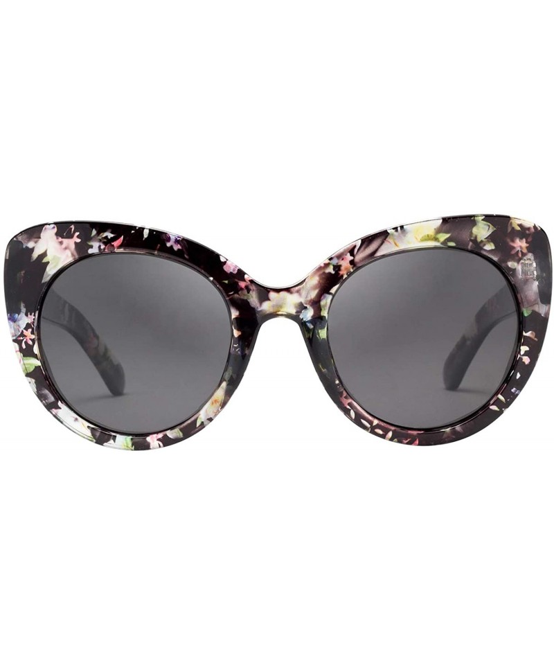 Cat Eye Women's Oversized Cateyes Polarized Plastic Colored Flower Sunglasses 80720 - Black-green - CH18KEAX8DG $18.44