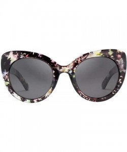 Cat Eye Women's Oversized Cateyes Polarized Plastic Colored Flower Sunglasses 80720 - Black-green - CH18KEAX8DG $18.44