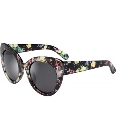 Cat Eye Women's Oversized Cateyes Polarized Plastic Colored Flower Sunglasses 80720 - Black-green - CH18KEAX8DG $18.44