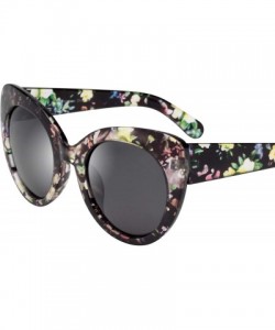 Cat Eye Women's Oversized Cateyes Polarized Plastic Colored Flower Sunglasses 80720 - Black-green - CH18KEAX8DG $18.44