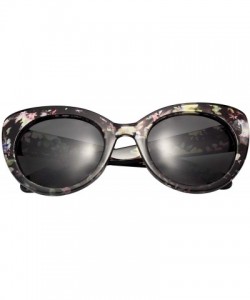 Cat Eye Women's Oversized Cateyes Polarized Plastic Colored Flower Sunglasses 80720 - Black-green - CH18KEAX8DG $18.44