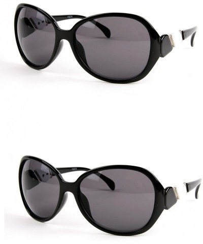 Oversized Women Fashion Design Oversized Sunglasses P2014 - 2 Pcs Black/Smoke Lens & Black Smoke Lens - CF11AQRFYBN $33.48