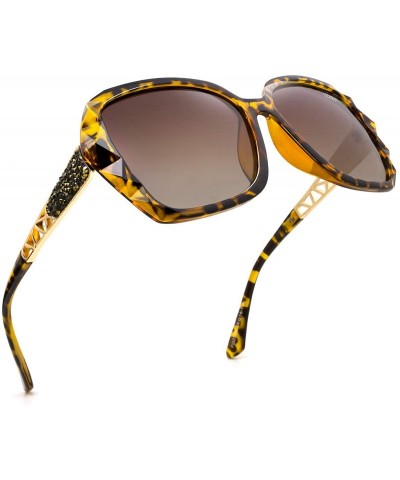 Oversized Oversized Sunglasses for Women Polarized UV Protection Vintage Fashion Sun Glasses Ladies Shades - L6 Leopard - CF1...